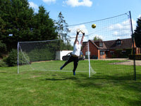 Football goal net for garden that REBOUNDS MISSED SHOTS